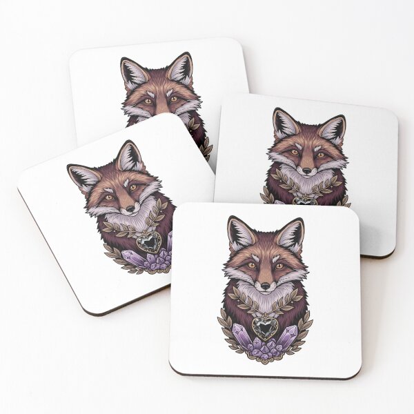 Item preview, Amethyst Crystals Fox Obsidian Heart Charm Gift designed and sold by IllumeInk.