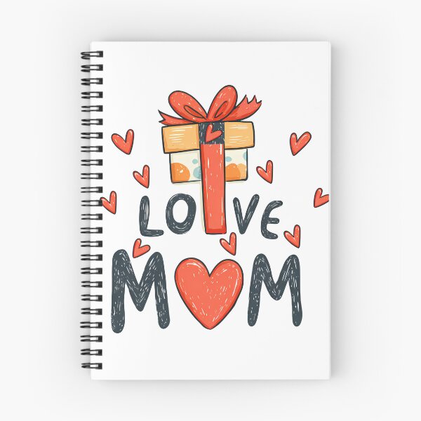 Item preview, Love Mom Gift Box Illustration with Hearts and Whimsical Typography designed and sold by DesignArtist.ia.