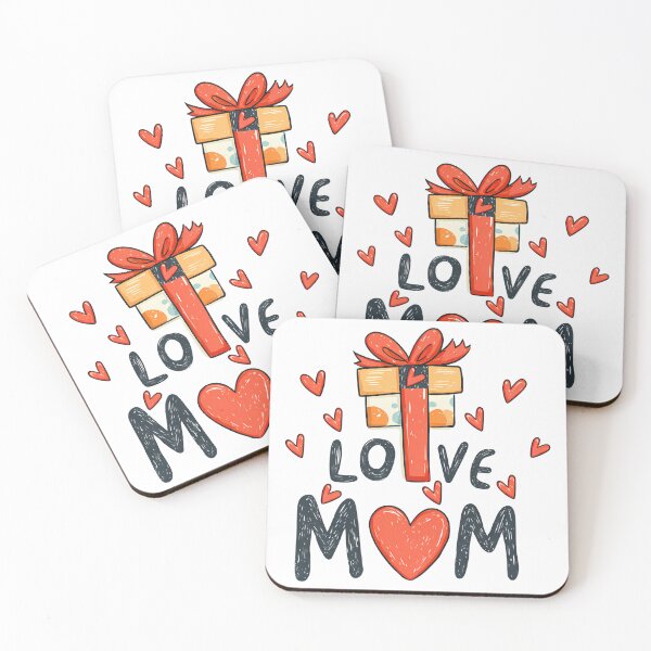 Item preview, Love Mom Gift Box Illustration with Hearts and Whimsical Typography designed and sold by DesignArtist.ia.