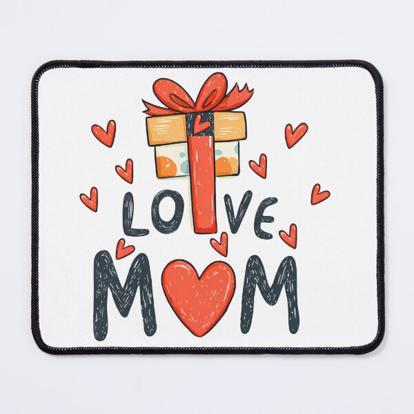 Item preview, Love Mom Gift Box Illustration with Hearts and Whimsical Typography designed and sold by DesignArtist.ia.