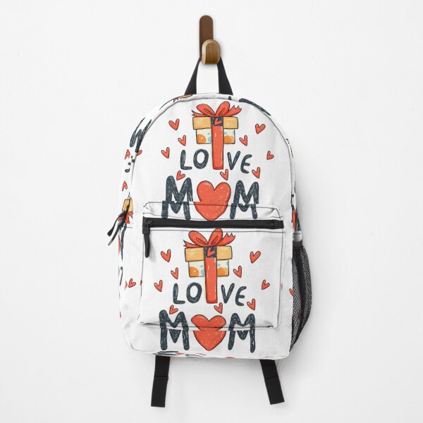 Item preview, Love Mom Gift Box Illustration with Hearts and Whimsical Typography designed and sold by DesignArtist.ia.