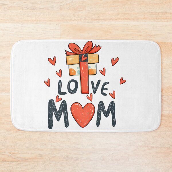 Item preview, Love Mom Gift Box Illustration with Hearts and Whimsical Typography designed and sold by DesignArtist.ia.