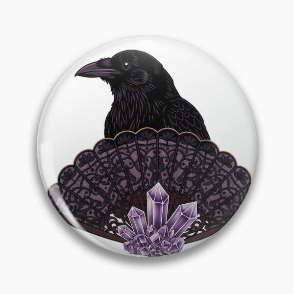Item preview, Amethyst Crystals Crow Dark Lace Fan Gift designed and sold by IllumeInk.