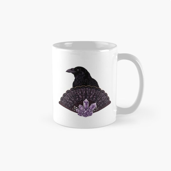 Item preview, Amethyst Crystals Crow Dark Lace Fan Gift designed and sold by IllumeInk.