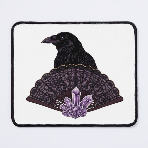 Item preview, Amethyst Crystals Crow Dark Lace Fan Gift designed and sold by IllumeInk.