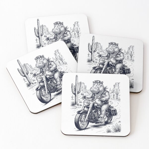 Item preview, Vintage Hippo Riding Motorbike Moto Western Cowboy Animal Lover designed and sold by DoodleTortle.