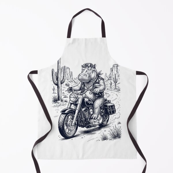 Item preview, Vintage Hippo Riding Motorbike Moto Western Cowboy Animal Lover designed and sold by DoodleTortle.