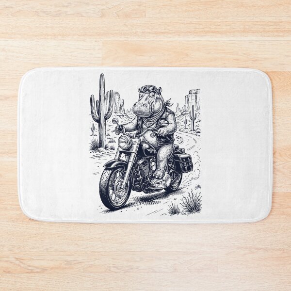 Item preview, Vintage Hippo Riding Motorbike Moto Western Cowboy Animal Lover designed and sold by DoodleTortle.