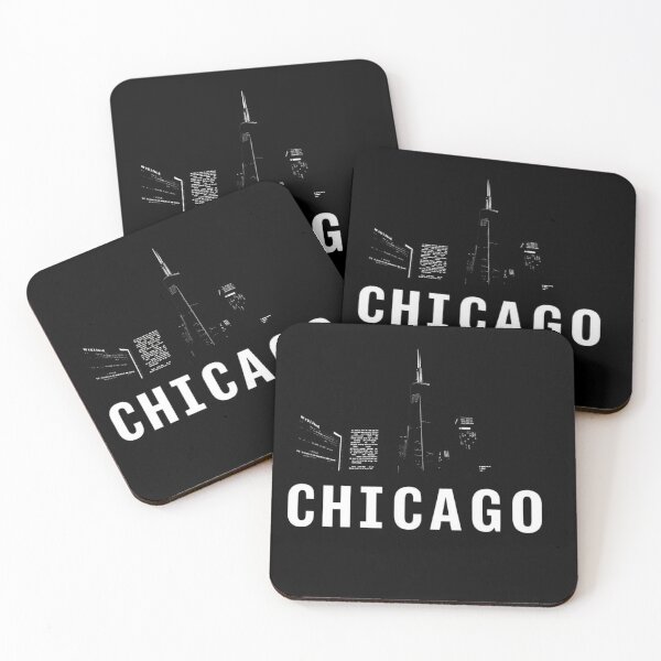 Item preview, Chicago Skyline Night Modern Bold Typography Art designed and sold by artlife4.
