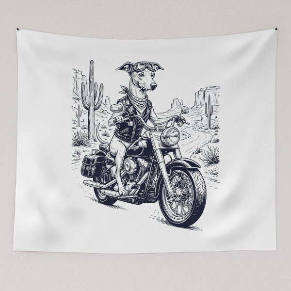 Item preview, Vintage Italian Greyhound Riding Motorbike Moto Western Cowboy Dog Lover designed and sold by DoodleTortle.