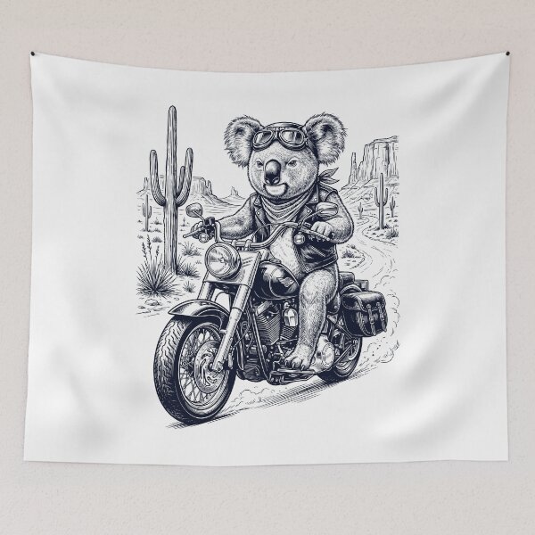 Item preview, Vintage Koala Riding Motorbike Moto Western Cowboy Animal Lover designed and sold by DoodleTortle.