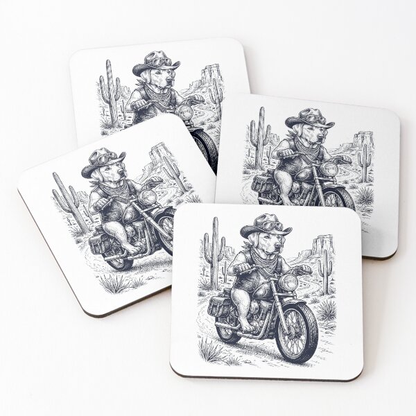 Item preview, Vintage Labrador Retriever Riding Motorbike Moto Western Cowboy Dog Lover designed and sold by DoodleTortle.