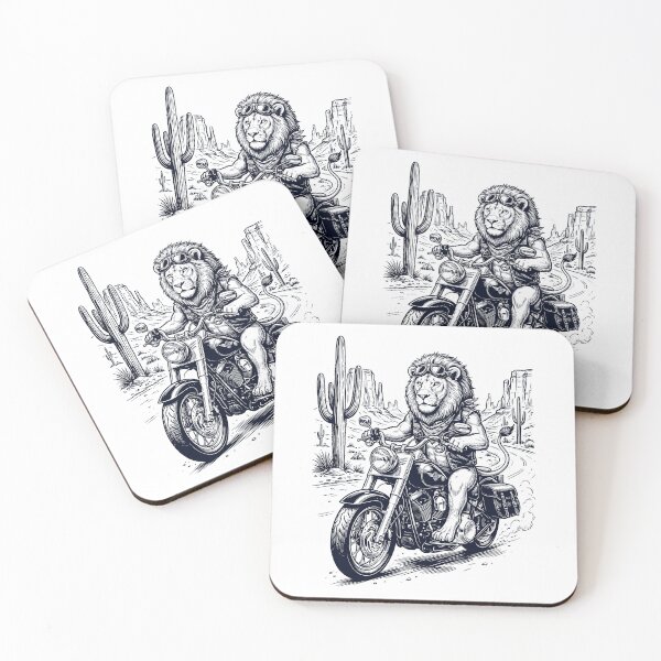 Item preview, Vintage Lion Riding Motorbike Moto Western Cowboy Animal Lover designed and sold by DoodleTortle.