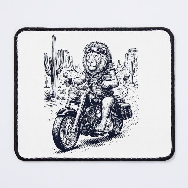 Item preview, Vintage Lion Riding Motorbike Moto Western Cowboy Animal Lover designed and sold by DoodleTortle.