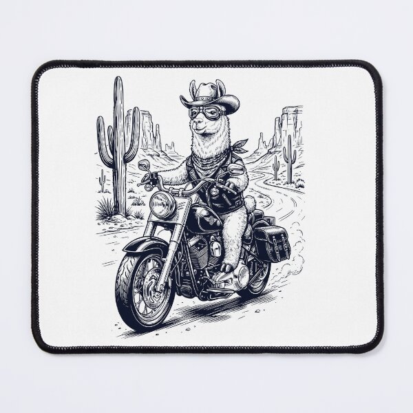 Item preview, Vintage Llama Riding Motorbike Moto Western Cowboy Animal Lover designed and sold by DoodleTortle.