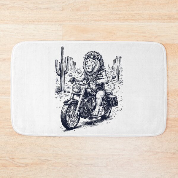 Item preview, Vintage Lion Riding Motorbike Moto Western Cowboy Animal Lover designed and sold by DoodleTortle.