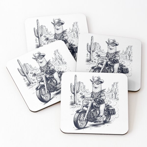 Item preview, Vintage Llama Riding Motorbike Moto Western Cowboy Animal Lover designed and sold by DoodleTortle.