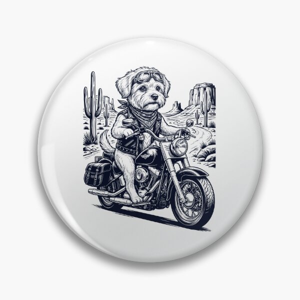 Item preview, Vintage Maltese Riding Motorbike Moto Western Cowboy Dog Lover designed and sold by DoodleTortle.