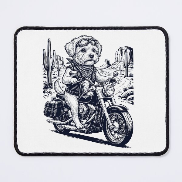 Item preview, Vintage Maltese Riding Motorbike Moto Western Cowboy Dog Lover designed and sold by DoodleTortle.
