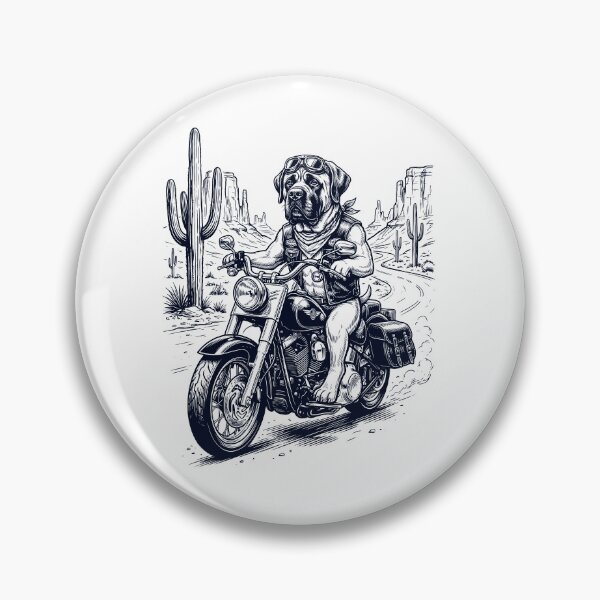 Item preview, Vintage Mastiff Riding Motorbike Moto Western Cowboy Dog Lover designed and sold by DoodleTortle.