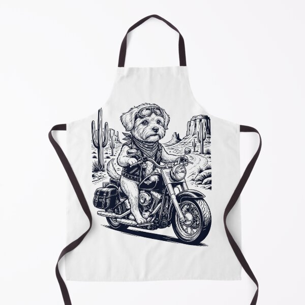 Item preview, Vintage Maltese Riding Motorbike Moto Western Cowboy Dog Lover designed and sold by DoodleTortle.