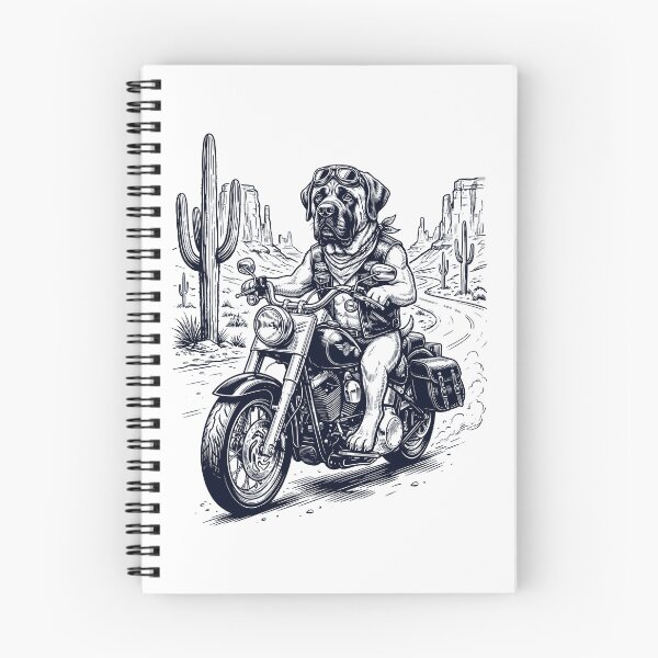 Item preview, Vintage Mastiff Riding Motorbike Moto Western Cowboy Dog Lover designed and sold by DoodleTortle.