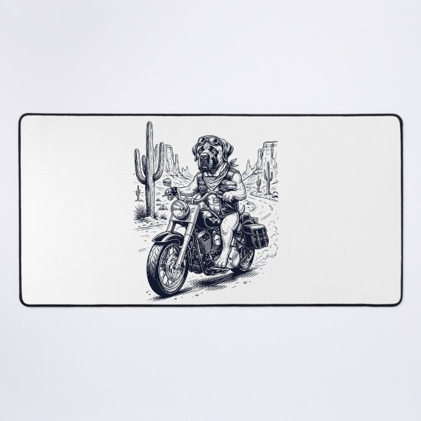 Item preview, Vintage Mastiff Riding Motorbike Moto Western Cowboy Dog Lover designed and sold by DoodleTortle.
