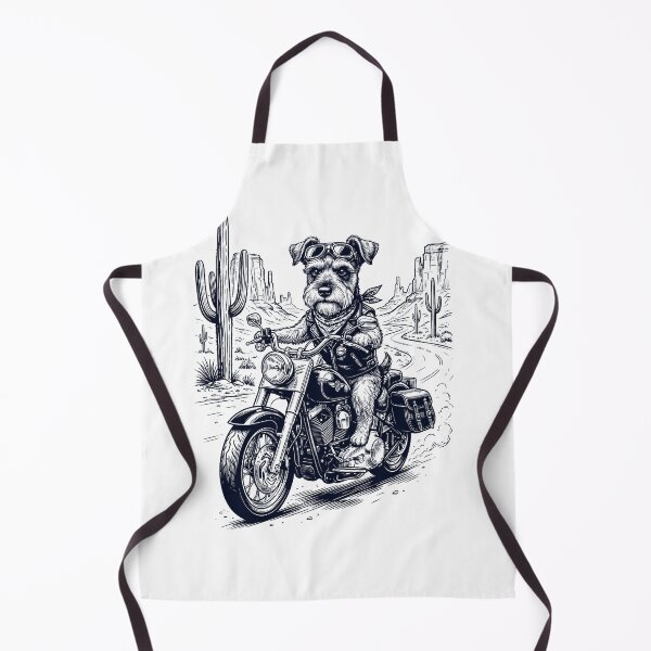 Item preview, Vintage Miniature Schnauzer Riding Motorbike Moto Western Cowboy Dog Lover designed and sold by DoodleTortle.