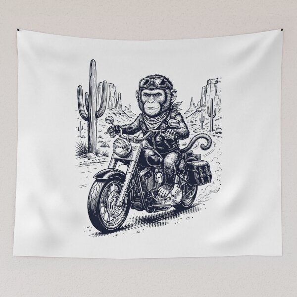 Item preview, Vintage Monkey Riding Motorbike Moto Western Cowboy Animal Lover designed and sold by DoodleTortle.