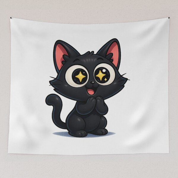 Item preview, Super Happy Starry-Eyed Cat | Kawaii Kitty Clapping Paws designed and sold by PrintCreations9.