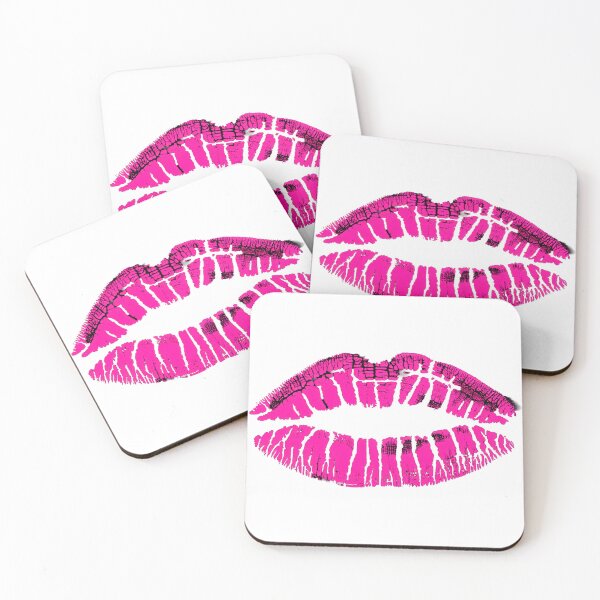 Item preview, Glossy pink lip print on black background designed and sold by ChernivtsiSkoda.