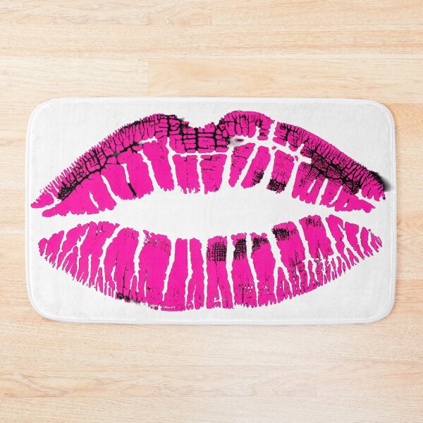 Item preview, Glossy pink lip print on black background designed and sold by ChernivtsiSkoda.