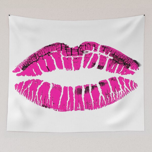 Item preview, Glossy pink lip print on black background designed and sold by ChernivtsiSkoda.
