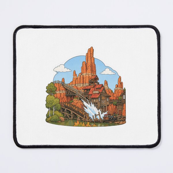 Item preview, Wild West Mountain Ride Illustration – Adventure Theme Park Scene designed and sold by IODesigns.