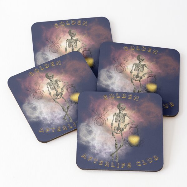 Item preview, Golden Afterlife Club – Alchemical Skeleton & Cosmic Hourglass designed and sold by MilaVibeStudio.