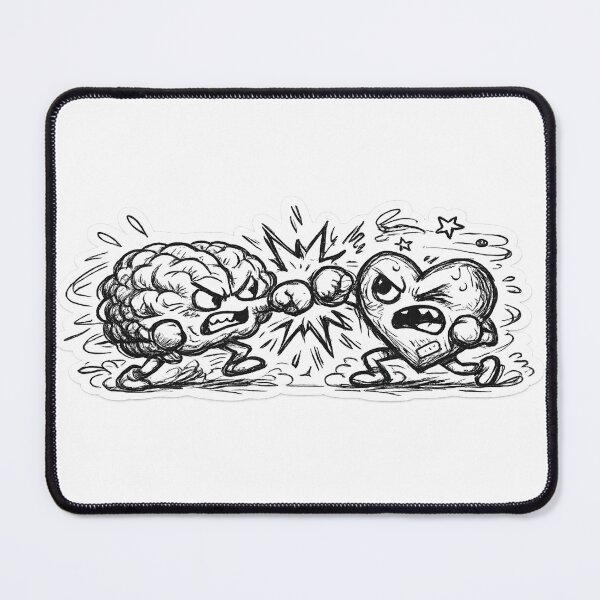 Item preview, Brain vs Heart Fight – Funny Inner Conflict Sketch Meme designed and sold by Alpha-mike13.