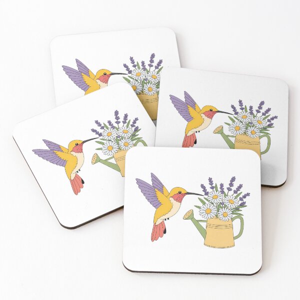 Item preview, Lavender Sprigs Hummingbird Watering Can Full of Daisies Gift designed and sold by pumsquare.