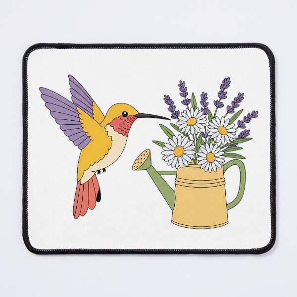 Item preview, Lavender Sprigs Hummingbird Watering Can Full of Daisies Gift designed and sold by pumsquare.