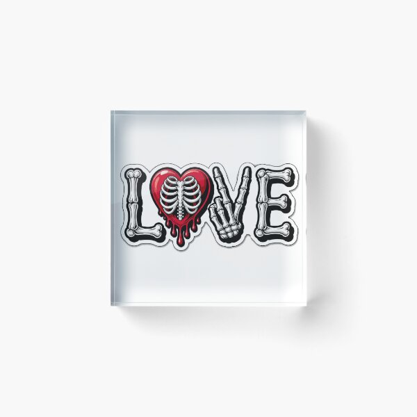 Item preview, Gothic Skeleton Love Sticker | Bone Letters LOVE with Dripping Heart | Dark Aesthetic Tattoo Style designed and sold by ClickToSticker.