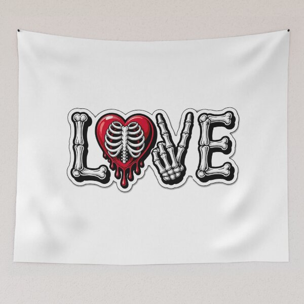 Item preview, Gothic Skeleton Love Sticker | Bone Letters LOVE with Dripping Heart | Dark Aesthetic Tattoo Style designed and sold by ClickToSticker.