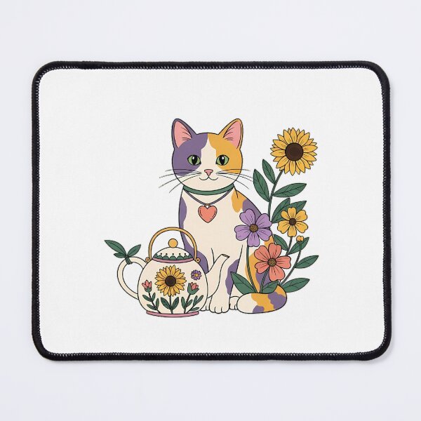 Item preview, Calico Cat Heart Charm Wildflower Teapot Gift designed and sold by pumsquare.