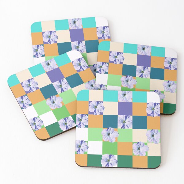 Item preview, Delicate Purple Petunias on Geometric Squares designed and sold by inspiration3.