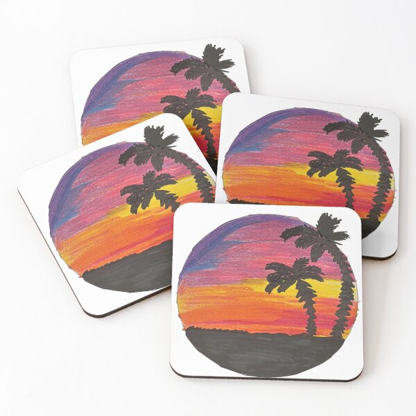 Item preview, Black Palm Trees Silhouette Against Sunset Sky designed and sold by Pink-Blossoms.