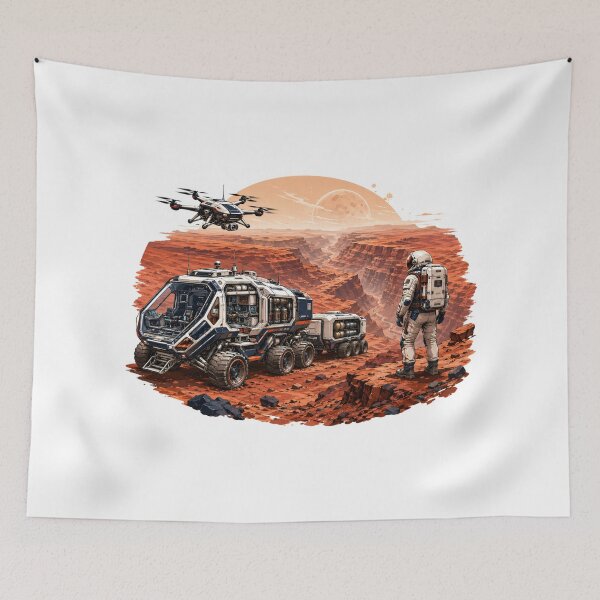 Item preview, Mars Exploration Astronaut And Rover Sci-Fi Landscape designed and sold by Fenay Designs.