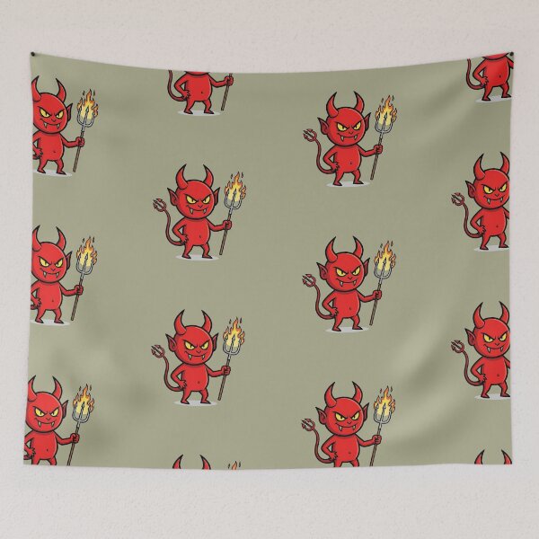 Item preview, Cute Little Red Devil Cartoon Character With Pitchfork designed and sold by ArtdesignsA.
