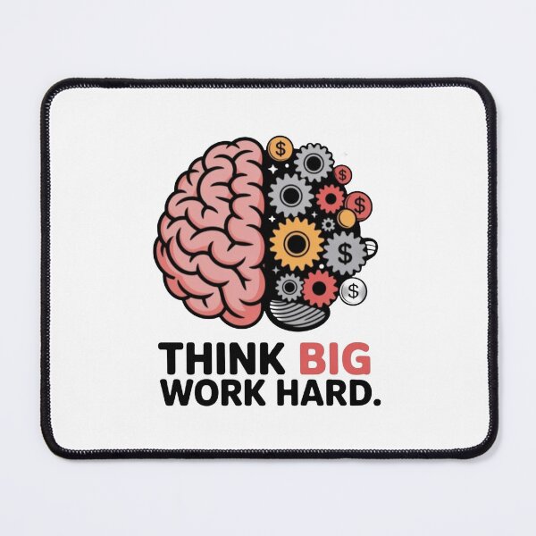 Item preview, Think Big Work Hard Motivation Brain Design designed and sold by Art Bloom Studio.