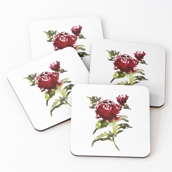 Item preview, Hand-painted Red Rose Watercolor Art Print | Red Rose Sticker designed and sold by Little Bloom Studio.