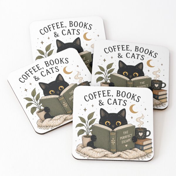 Item preview, Coffee Books & Cats – Cozy Reading Cat Aesthetic Design designed and sold by NBT-NOVA.