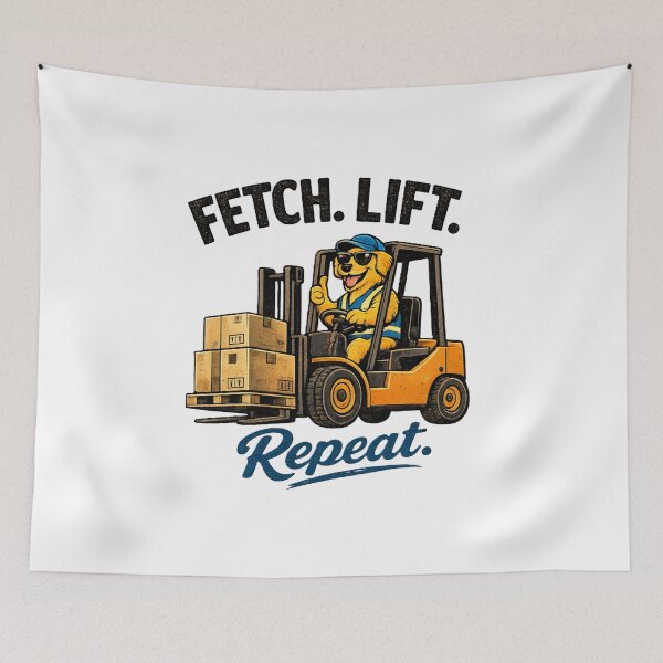 Item preview, Fetch Lift Repeat Forklift Dog Retro designed and sold by RetroNibylander.