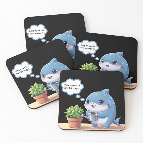 Item preview, Funny Shark Save the Oxygen designed and sold by Nature's Chibis.